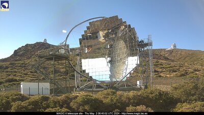 Webcam op La Palma bij El Roque de Los Muchachos in zuidelijke richting.
